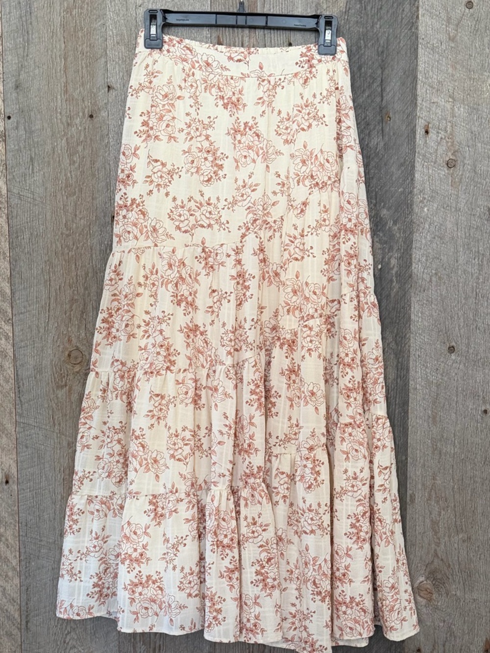 Altar'd State Cream Maxi Skirt with Dusty Rose Floral